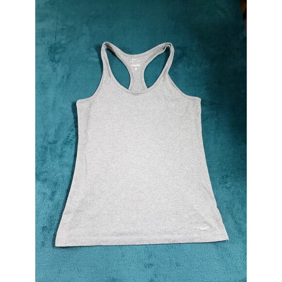 Nike Top Size Small Womens Gray Performance Athletic Ladies Dri Fit Logo - Picture 2 of 7